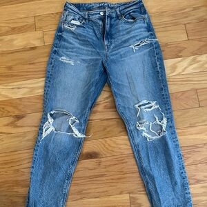 American Eagle Outfitters High Rise Distressed Blue Jeans